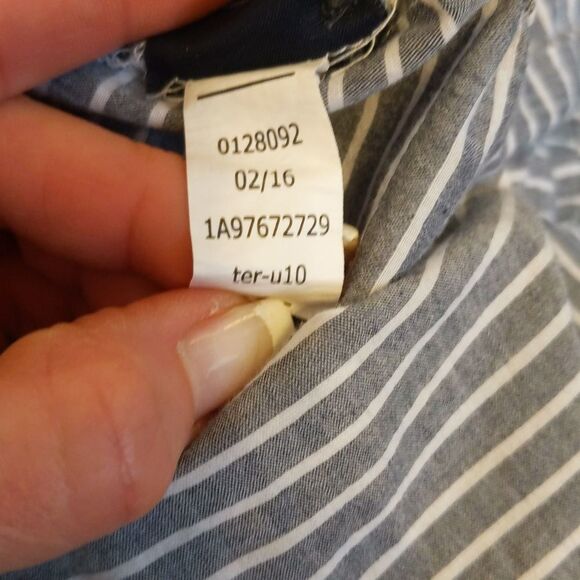 Tommy Hilfiger grey & white striped cotton button up tunic blouse L - Picture 6 of 8